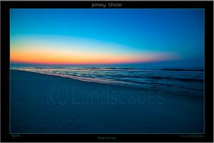 Jersey Shore.. Blue Sunrise, Sand, Beach, Sunrise, Blue, Daybreak, Red, Yellow