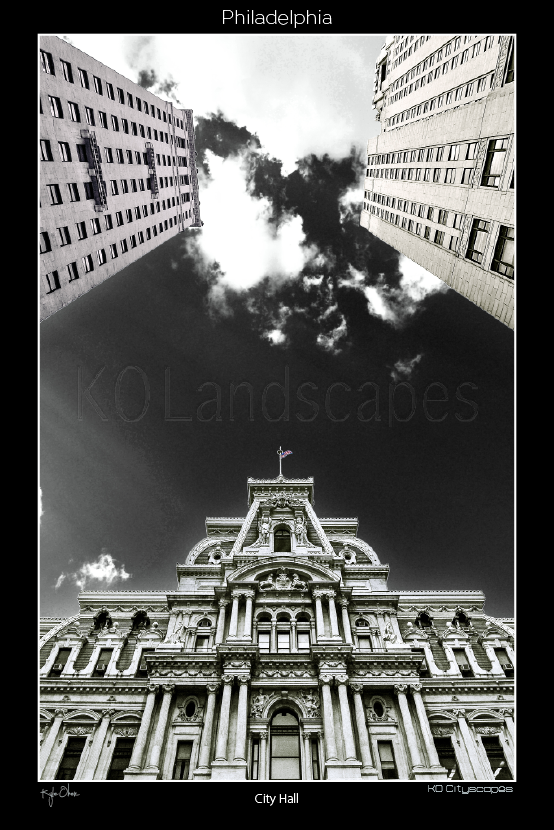 Philadelphia Pa, City Hall, B&W, Blue, Grey, Office Buildings, Broad Street, Market Street, Intersection, Clouds, Looking Up