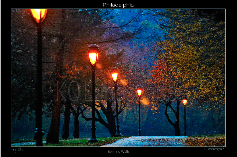Philadelphia Pa, Fairmount Park, Evening Walk, Kelley Drive, Street Lights, Dusk, Sunset, Autumn, Fall, Evening