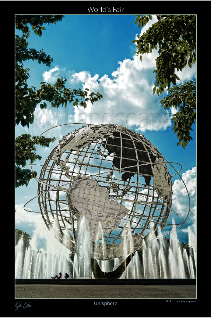 New York, NYC, Queens, NYC NY,  Bridge, Yellow, Blue, Red, Green, Skyline, Unisphere, Flushing Meadows Park, Corona, Fountain