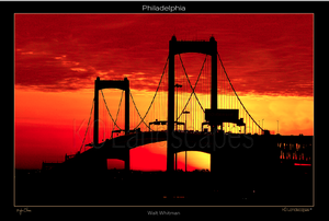Philadelphia Pa., Landscape, Cityscape, The Walt Whitman Bridge, Sunrise, Sunset, Red, Orange, Black, Silhouette, water, Landmark, Ship,